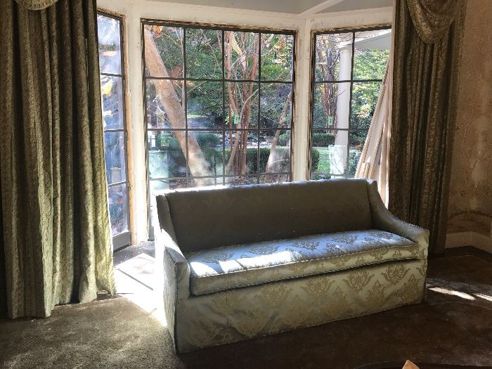 Fortuny Sabine Draperies, Alexandra sofa from Beaumont and Fletcher through the j. Lambreth Show rooms in Fortuny fabric.