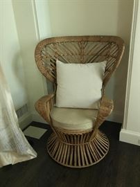  Gio Ponti Wingback wicker chair made for the Ocean Liner Conte Manu Bianca.