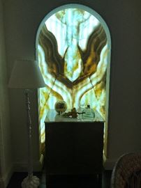 Onyx Slabs, Console Cabinet, floor lamp