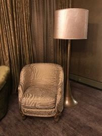 Club chair, floor lamp