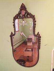 Beautiful Antique Victorian mirror with etched design! Circa 1920's. In great shape!