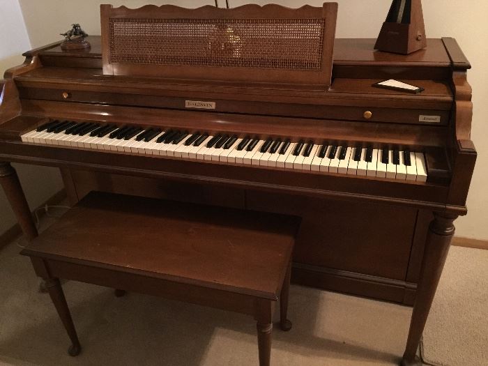 Beautiful vintage Baldwin Acrosonic piano with bench.