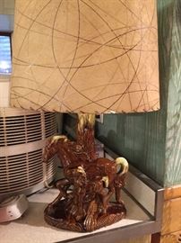 vintage porcelain horse lamp