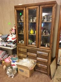 retro china cabinet and household items