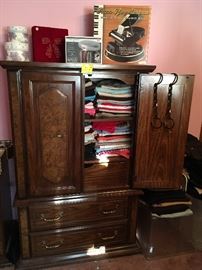 gentlemans chest/armoire, music box, clothing