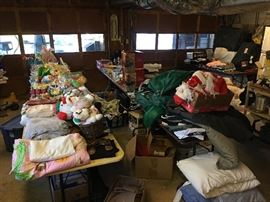 overview of garage items-Easter, toys, Christmas