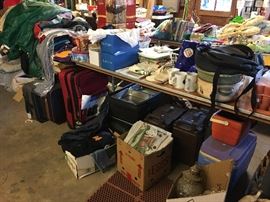 3 piece luggage-NEW with tags, used luggage, catering grade drink containers, coolers, crock put