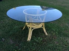 rattan and glass top table