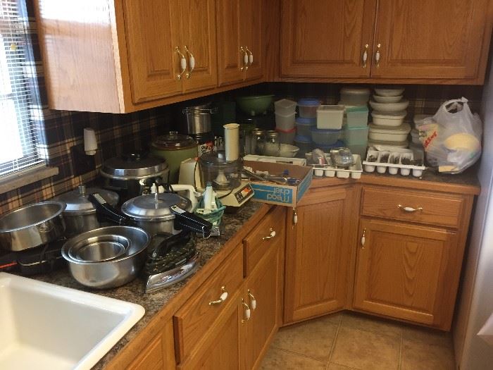 More pots and pans, Tupperware, household appliances