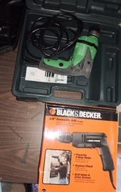 Power tools: Black and Decker and Hitachi drills