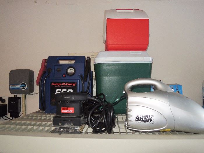 Vacuums, ice chests coolers.  Battery charger
