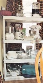Kitchen Small Appliances: crock pots, KitchenAid Stand Mixer and chopper with extra blades.  Pyrex glass in many shapes and sizes. Blender, hand mixer, toasters