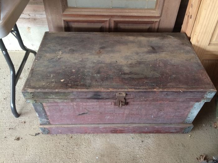 Antique Wood Workbox 