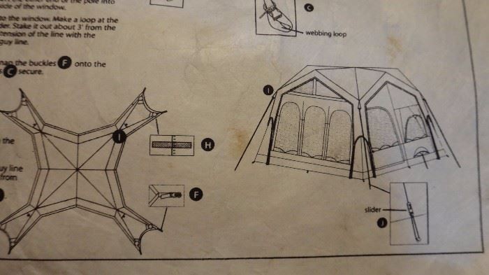 Picture of literature to show what the Jeep tent looks like when constructed .   Tent appears to be unused.    At one place in literature it says tent is 15 x 15.   