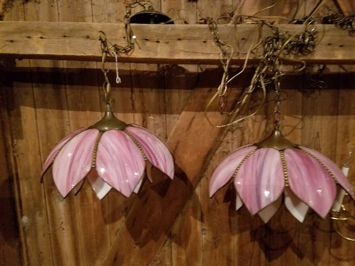 double shade lamps pink and white