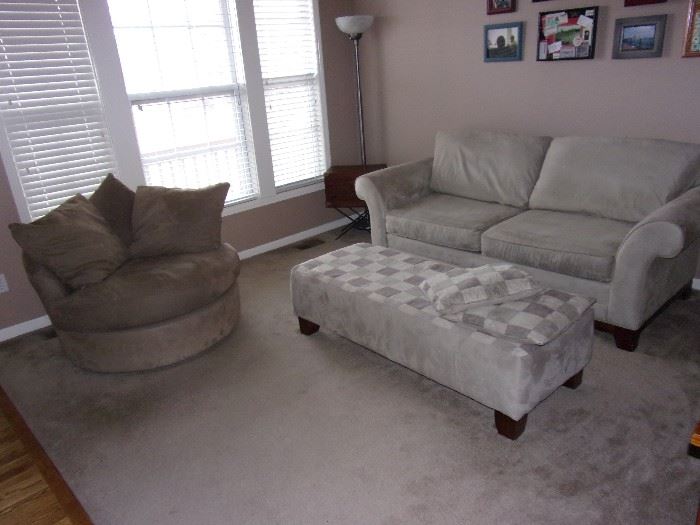 Sofa/Couch with round chair and ottoman