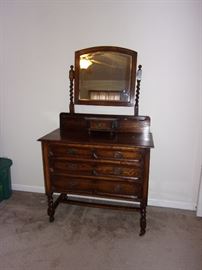 Antique dresser with barley twist stand for mirror