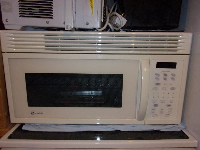 Maytag White matching set dishwasher, double oven, overhead microwave and side by side with ice maker refrigerator