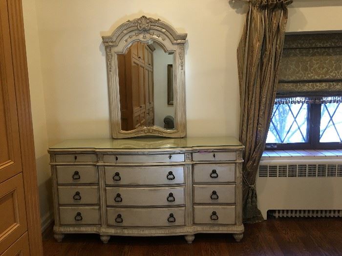LAURA ASHLEY DRESSER AND MIRROR- COMPONENTS OF BEDROOM SUITE