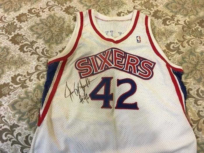 SIGNED 76ERS JERSEY- JERRY STACKHOUSE. SIGNED AT HIS FIRST GAME AS A 76ER!