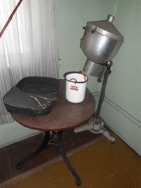 Doctor's Examining lamp and accoutrements and metal table