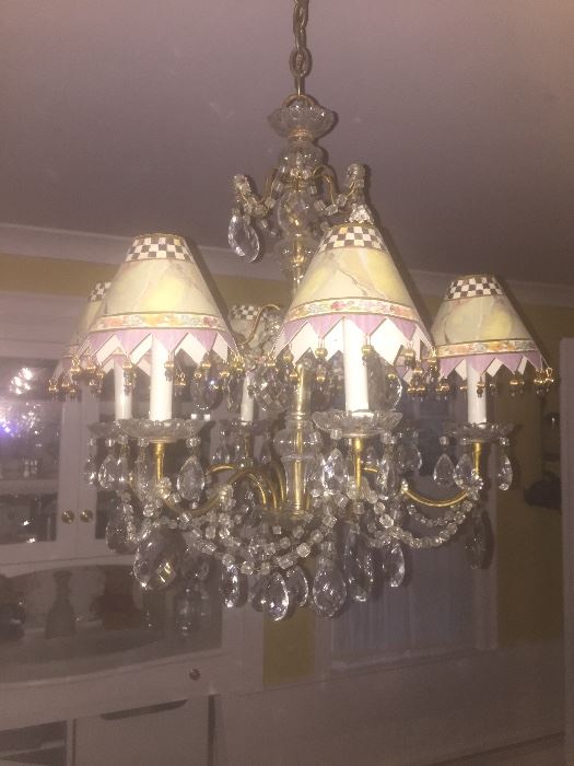 Second Beautiful Crystal Chandelier with Mackenzie Childs Shades