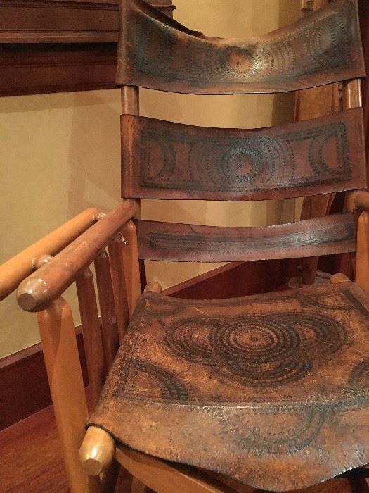 Embossed Leather Rocking Chair