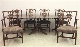 Mahogany banquet table and 6 chairs
