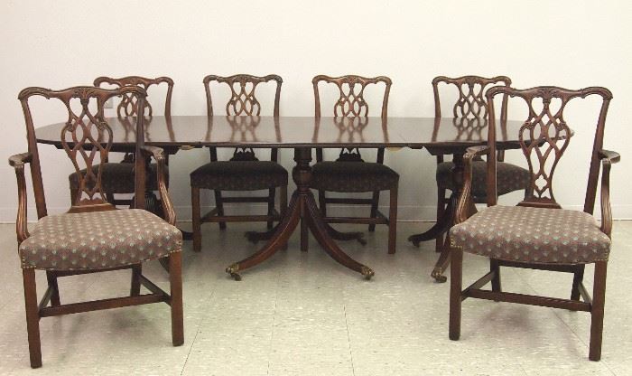 Mahogany banquet table and  6 chairs
