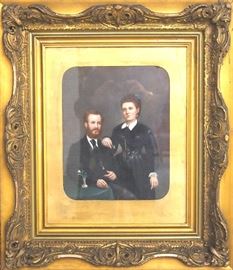 Victorian double portrait, oil on paper