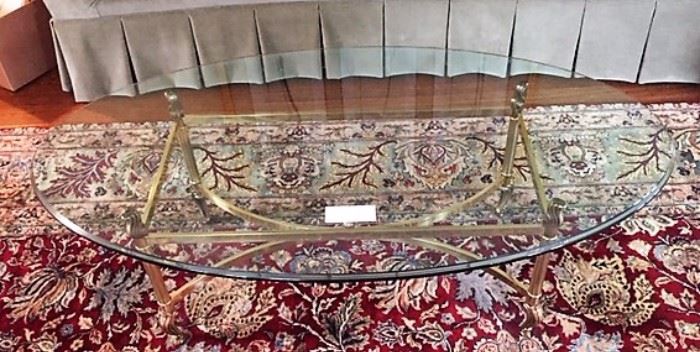 Brass and Glass Oval Coffee Table ( Beveled Glass )