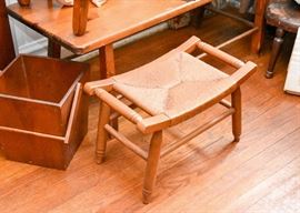 Wood & Rattan / Wicker Stool 