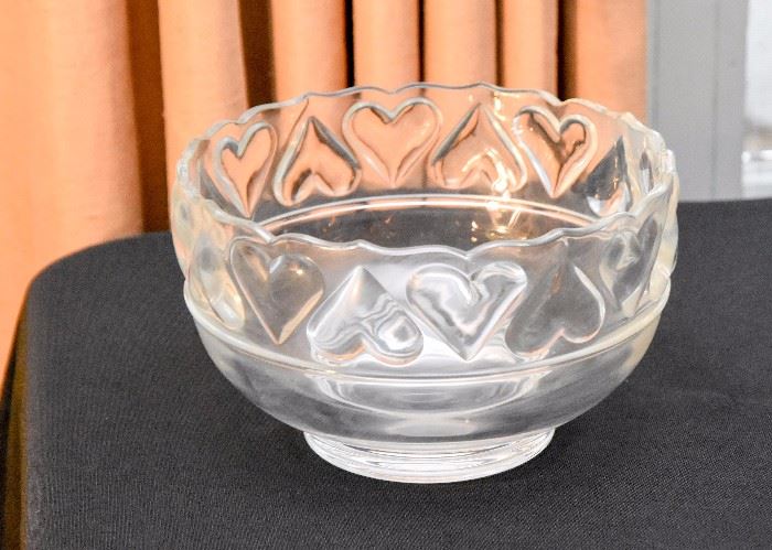 Tiffany Crystal "Heart" Centerpiece Bowl