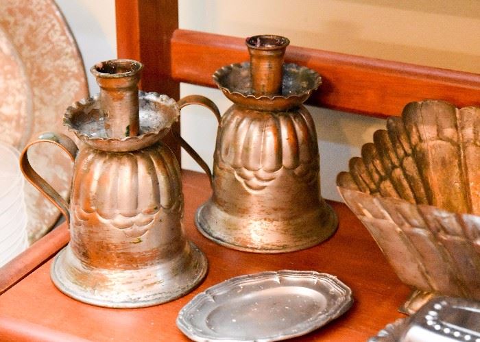 Copper Plated Tin Candlesticks
