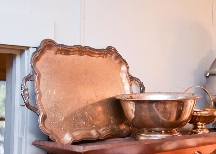 Silverplate Tray & Serving Bowl