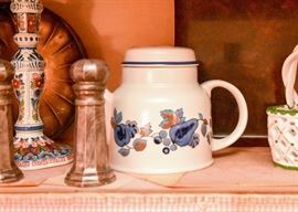 Japanese Imari Candlesticks, Salt & Pepper Shakers, Stoneware Tea Pot, Etc.