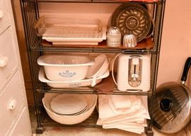 Corningware, Baking Tins, White Ceramic Salad Bowl & Plate Set, Etc.