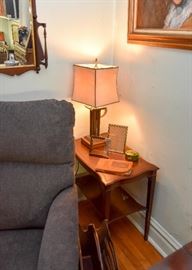 Vintage End Table, Table Lamp