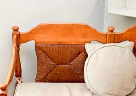 Vintage Wood & Rush Bench