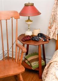 Primitive Wood Side Table, Table Lamp, Men's Ties