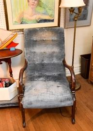 Vintage Gray Tufted Lounge Chair
