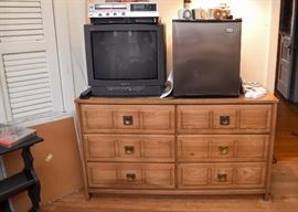 Vintage Chest of Drawers, TV, Dorm Fridge