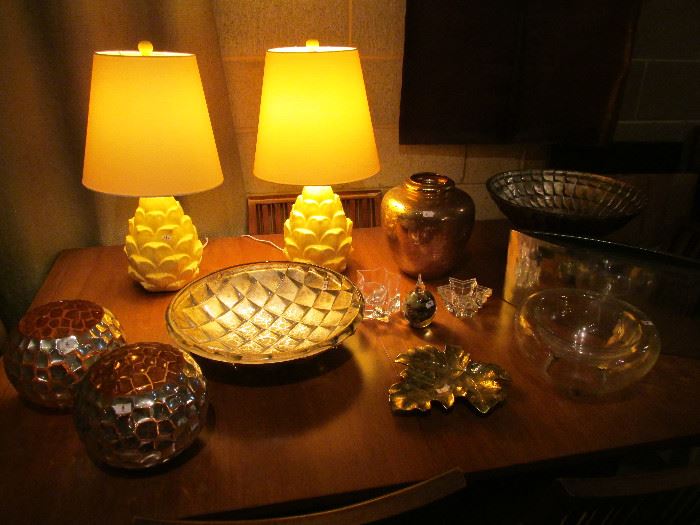 Artichoke lamps and mercury glass