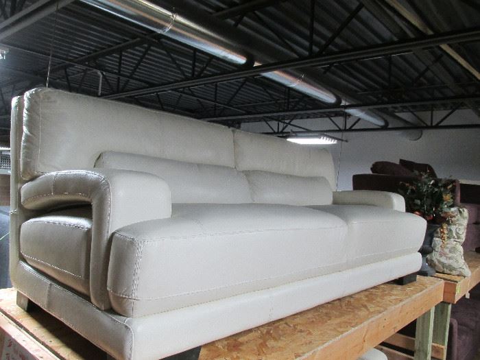 Modern white leather sofa
