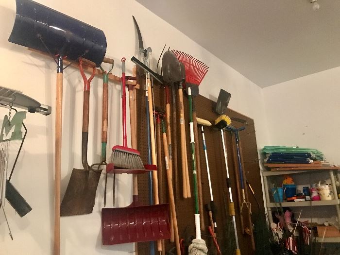 Lawn tools, shovels, rakes