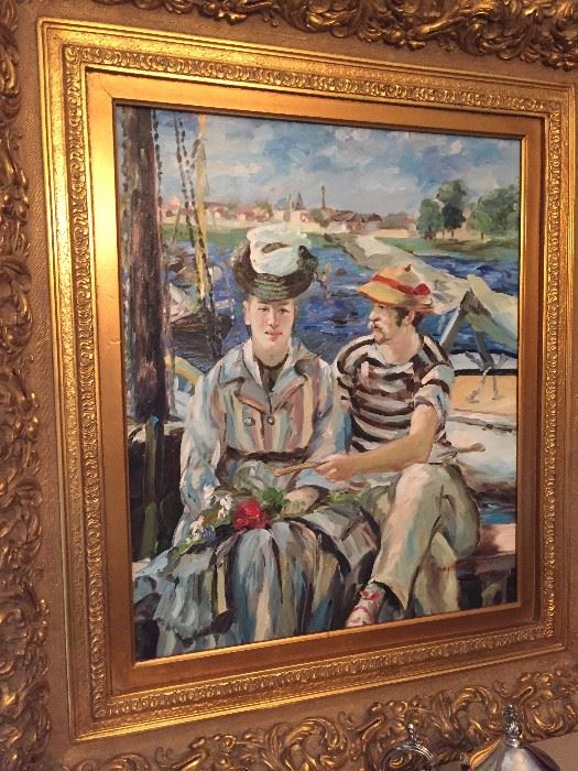 Renoir reproduction oil painting, in great condition, beautifully framed and vibrant colors.