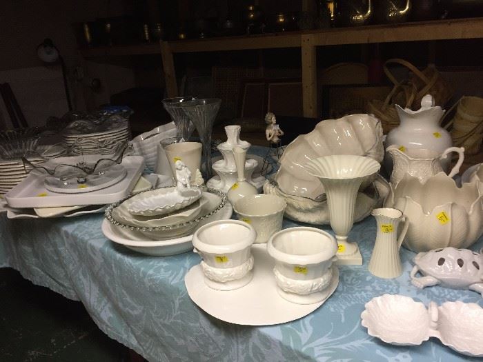 Lots of white serving pieces