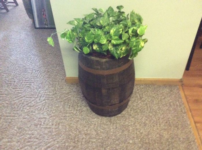 antique barrel made into a planter