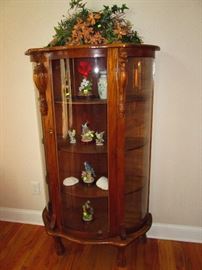 Wonderful Oak Curved Glass Curio Cabinet