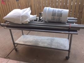 Catering Table and Large Tent with galvanized poles